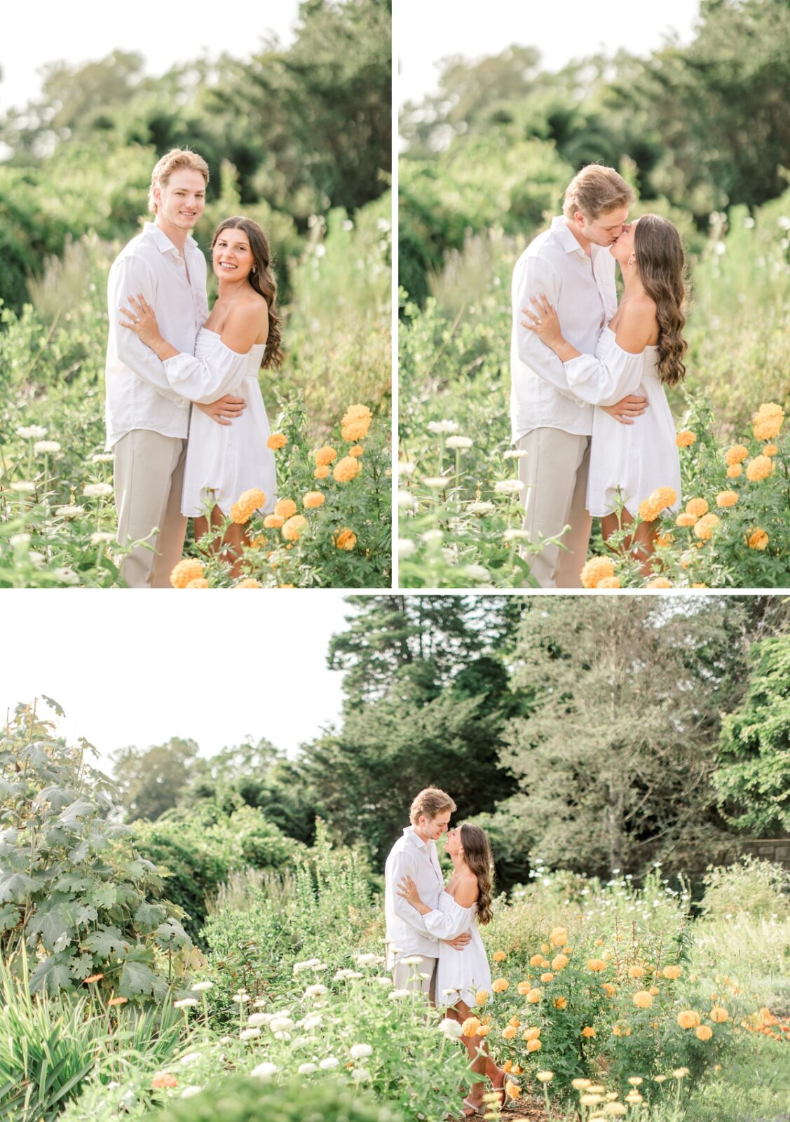 C & A’s engagement session at Harkness Memorial State Park was such a beautiful summer evening. Their session took place on August 10th, which is such a gorgeous time of year for engagement photos in Connecticut. Everything at Harkness still feels full, warm, and alive in August, from the gardens to the trees to the soft coastal light near the water.